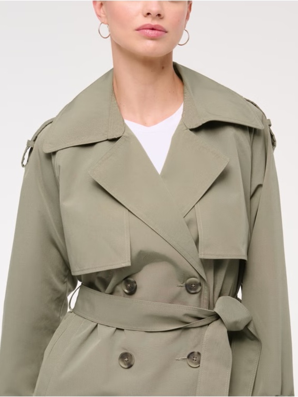 Abercrombie & Fitch Olive Sage Mid Length Trench Coat Small NWT ✨ - Picture 3 of 6